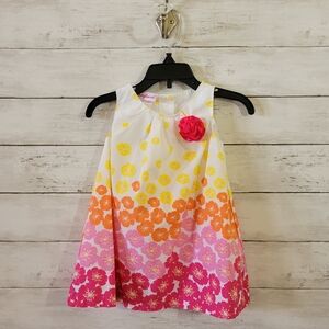 Young Hearts Baby Girl Floral Pink and Yellow Dress Size 12 M